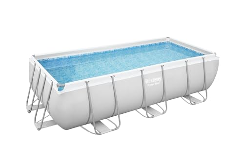 Bestway Power Steel Frame Pool-Set mit Filterpumpe 404 x 201 x 100 cm , lichtgrau, eckig