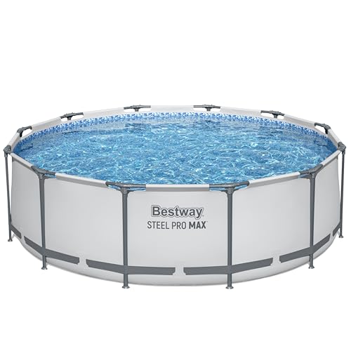 Bestway Steel Pro MAX Frame Pool-Set mit Filterpumpe Ø 366 x 100 cm, lichtgrau, rund