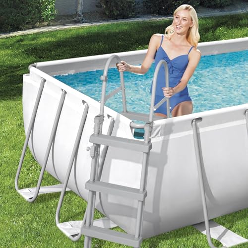 Bestway Power Steel Frame Pool-Set mit Filterpumpe 404 x 201 x 100 cm , lichtgrau, eckig