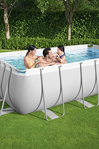 Bestway Power Steel Frame Pool-Set mit Filterpumpe 404 x 201 x 100 cm , lichtgrau, eckig