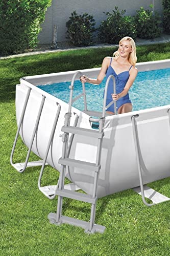 Bestway Power Steel Frame Pool-Set mit Filterpumpe 404 x 201 x 100 cm , lichtgrau, eckig