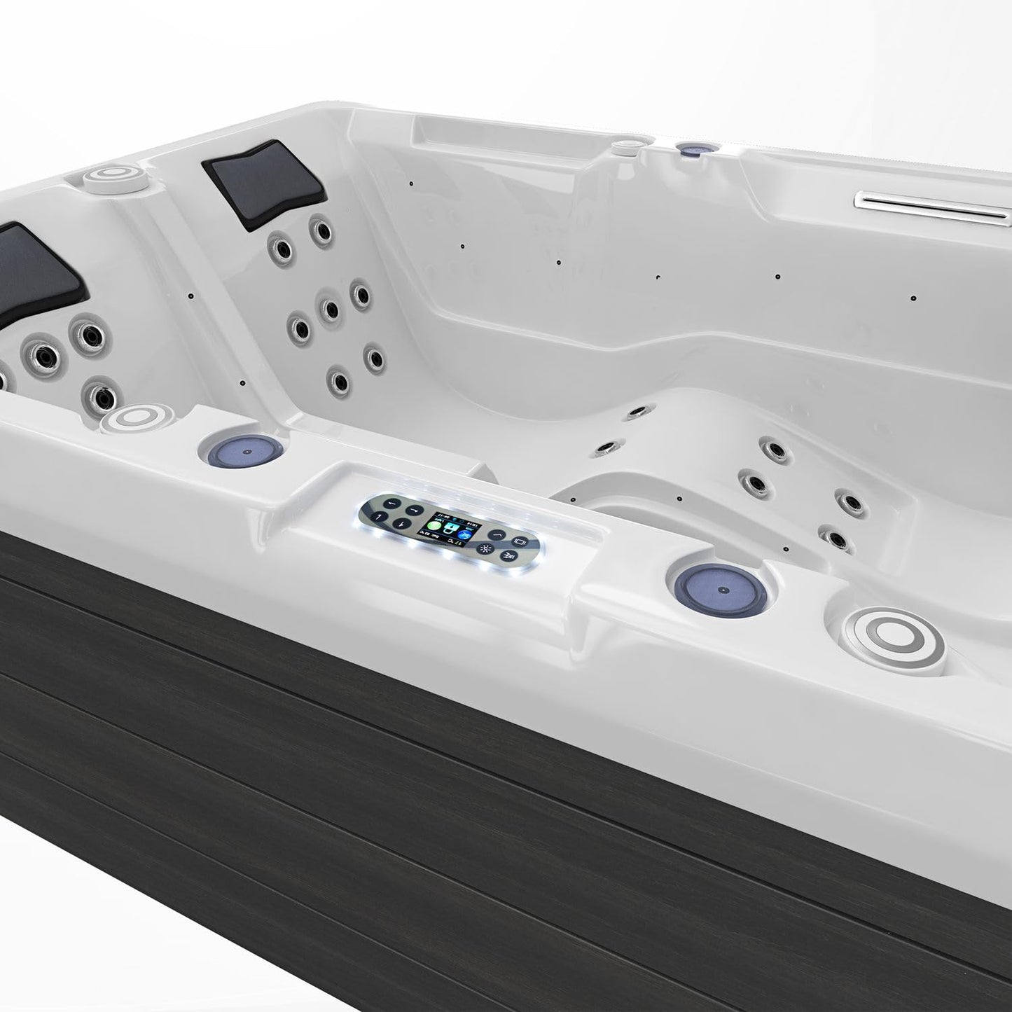 Tronitechnik Outdoor Whirlpool Spa ELBA Außen Whirlpool weiß 210cm x 150cm mit Heizung, Hydromassage, Bluetooth und Farblichtherapie