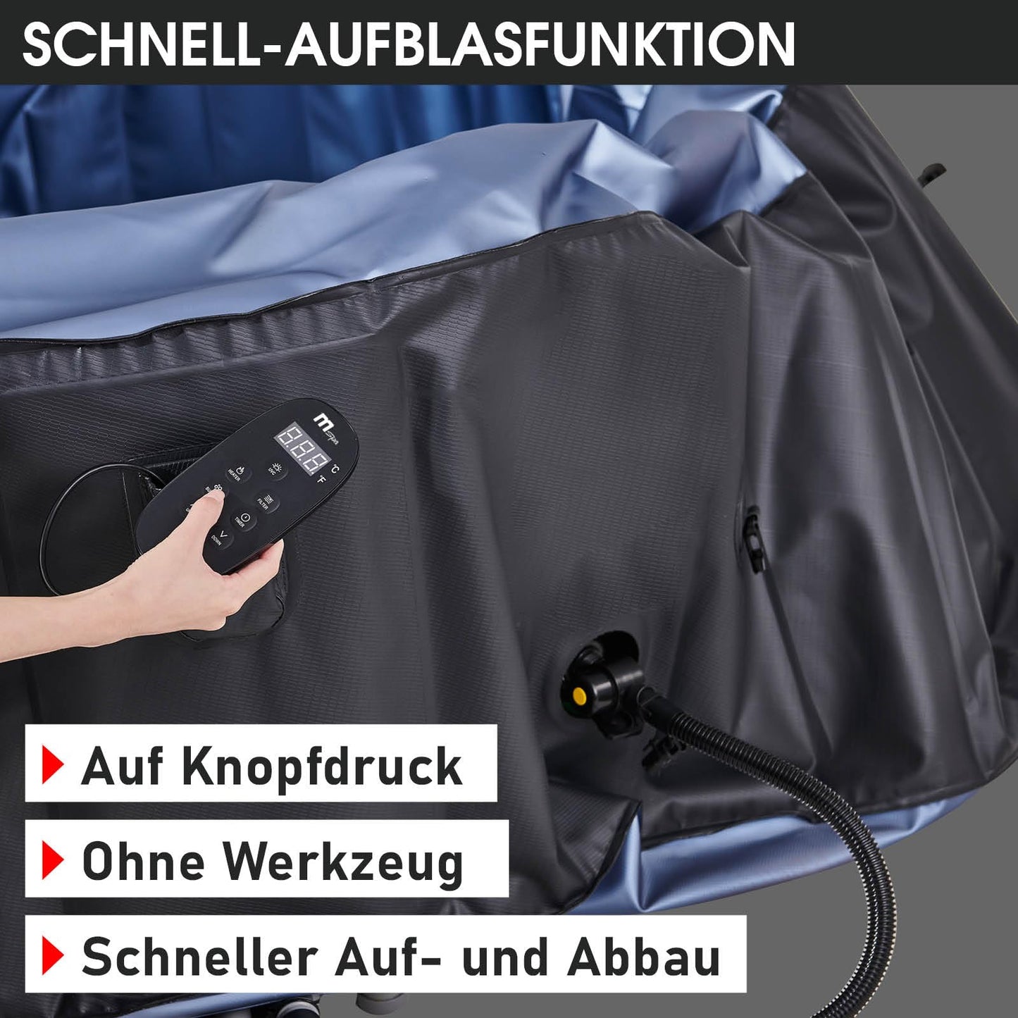 BRAST® Whirlpool aufblasbar MSpa Bergen für 4-8 Personen | viele Größen Ø180-224cm | In- Outdoor Pool | Ganzjähriger Einsatz | bis zu 144 Massagedüsen