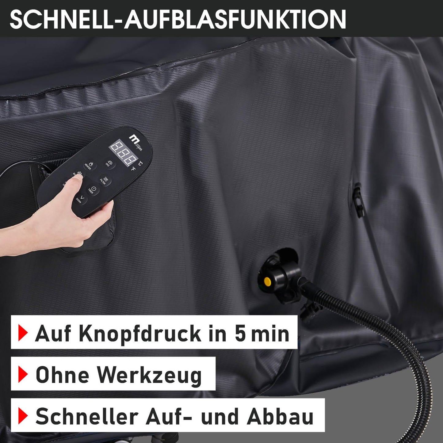 BRAST® Whirlpool aufblasbar MSpa Starry mit LED-Beleuchtung für 6 Personen Ø204x70cm In- Outdoor Pool 138 Massagedüsen Energiespar-Timer Heizung