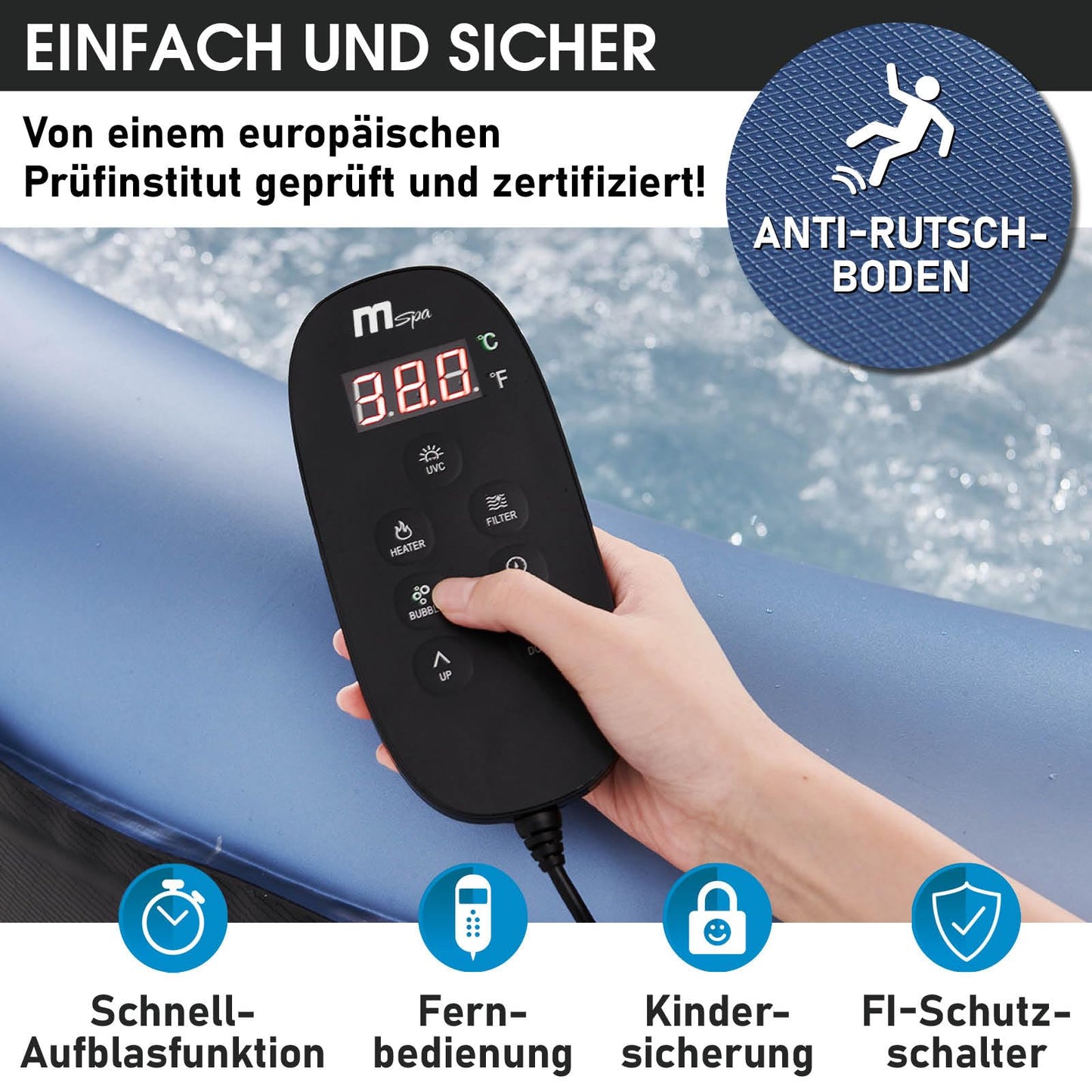 BRAST® Whirlpool aufblasbar MSpa Bergen für 4-8 Personen | viele Größen Ø180-224cm | In- Outdoor Pool | Ganzjähriger Einsatz | bis zu 144 Massagedüsen