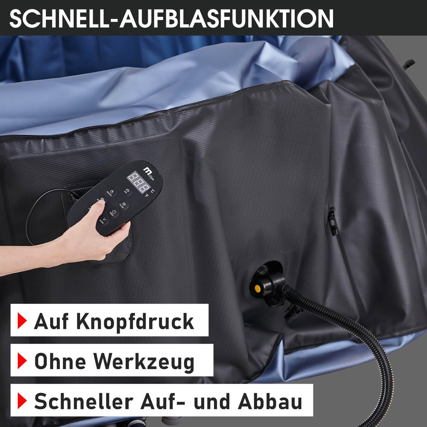 BRAST® Whirlpool aufblasbar MSpa Bergen für 4-8 Personen | viele Größen Ø180-224cm | In- Outdoor Pool | Ganzjähriger Einsatz | bis zu 144 Massagedüsen