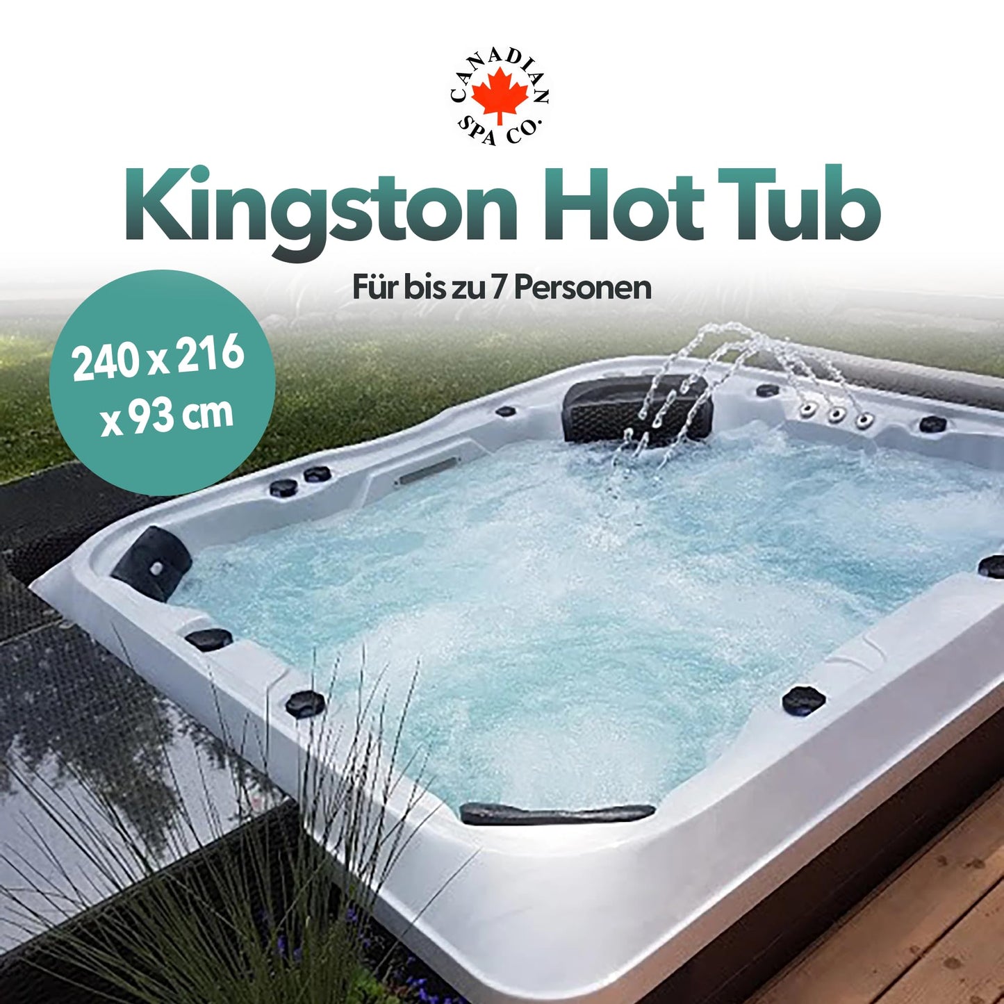 CANADIAN SPA CO. Kingston SF Hot Tub Outdoor Winterfest, 7 Personen Hot Tub mit LED Beleuchtung, Lautsprecher, Aromatherapie und Isolierabdeckung