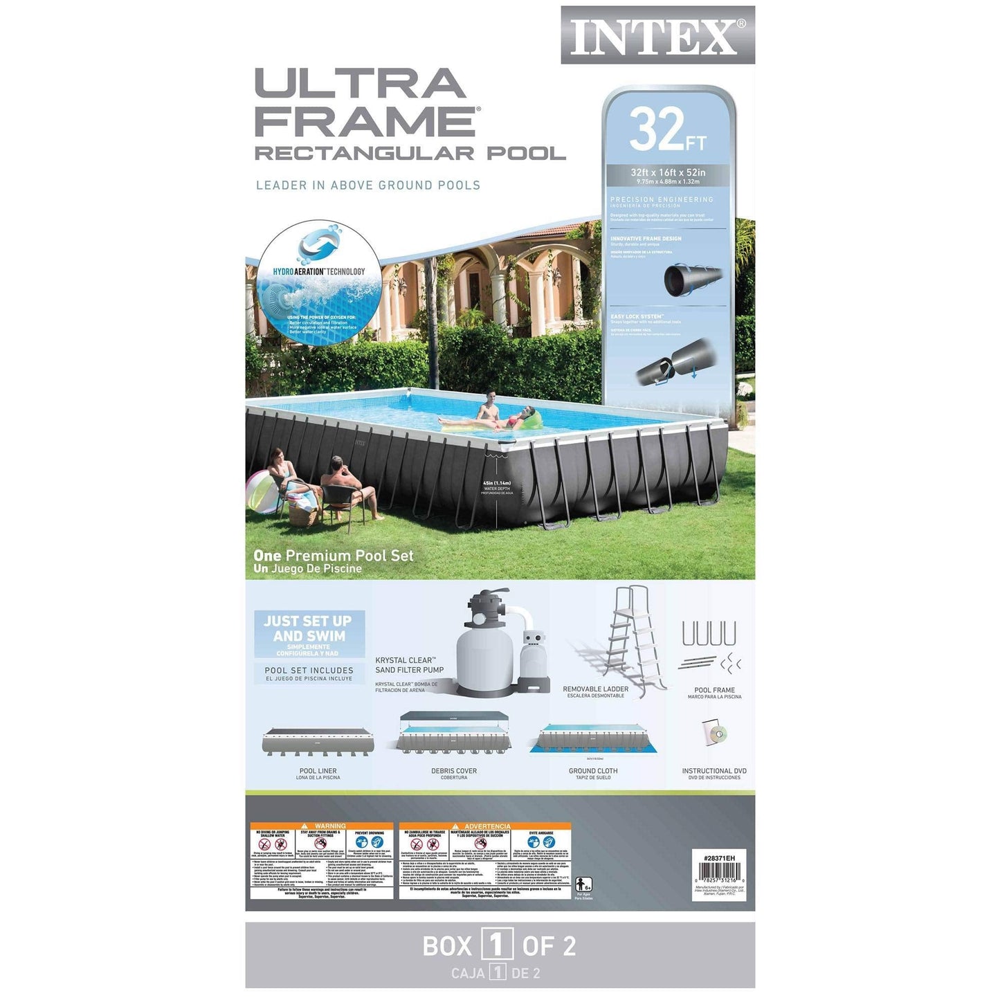 Intex Ultra Frame Swimming Pool Komplett-Set 975x488x132 cm
