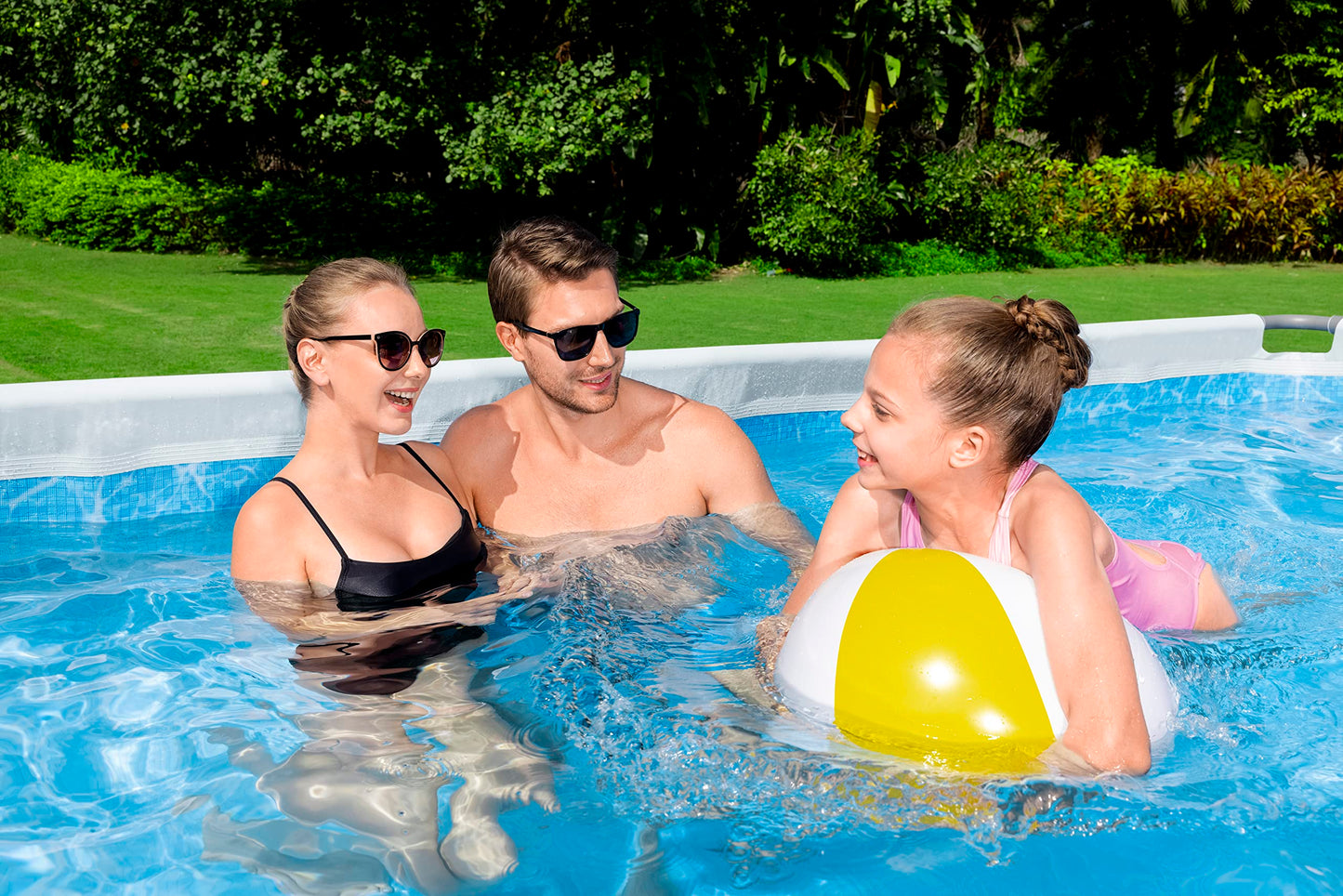 Bestway Power Steel Frame Pool-Set mit Filterpumpe 404 x 201 x 100 cm , lichtgrau, eckig