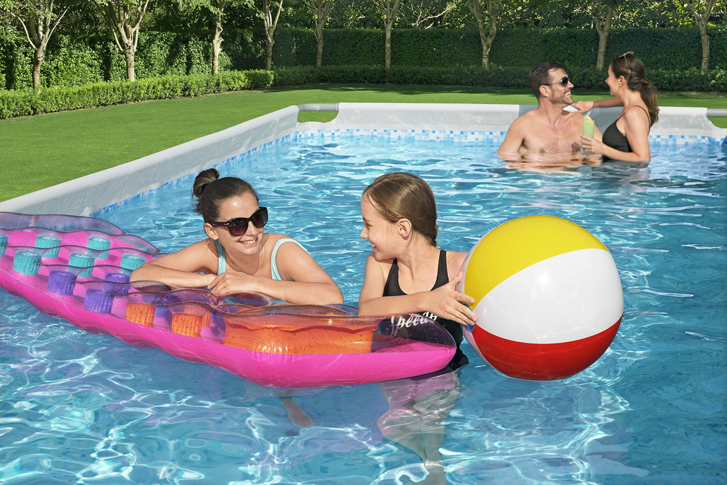 Bestway Power Steel Frame Pool-Set mit Filterpumpe 404 x 201 x 100 cm , lichtgrau, eckig
