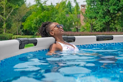 Bestway Steel Pro MAX Frame Pool-Set mit Filterpumpe Ø 366 x 100 cm, lichtgrau, rund