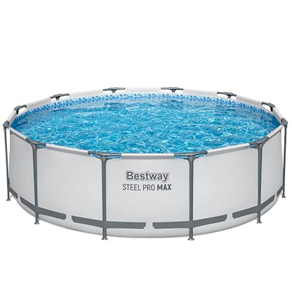 Bestway Steel Pro MAX Frame Pool-Set mit Filterpumpe Ø 366 x 100 cm, lichtgrau, rund