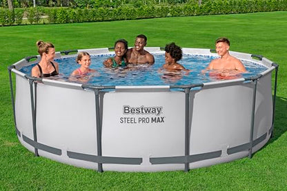Bestway Steel Pro MAX Frame Pool-Set mit Filterpumpe Ø 366 x 100 cm, lichtgrau, rund