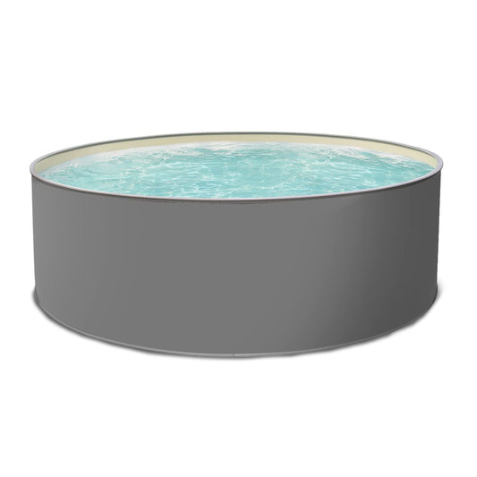 Paradies Pool® Edition grau Einzelbecken rund, 350x120cm (Ø x H), Stahlwandbecken, Poolplane in Sand 0,8mm, Handlauf grau, inkl. Skimmer