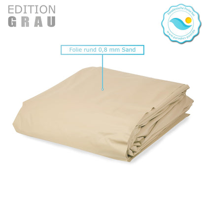 Paradies Pool® Edition grau Einzelbecken rund, 350x120cm (Ø x H), Stahlwandbecken, Poolplane in Sand 0,8mm, Handlauf grau, inkl. Skimmer