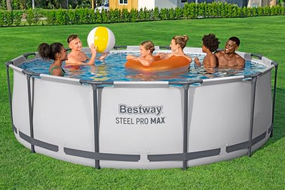 Bestway Steel Pro MAX Frame Pool-Set mit Filterpumpe Ø 366 x 100 cm, lichtgrau, rund