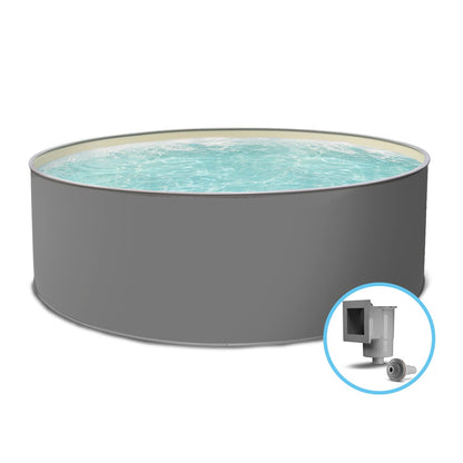 Paradies Pool® Edition grau Einzelbecken rund, 350x120cm (Ø x H), Stahlwandbecken, Poolplane in Sand 0,8mm, Handlauf grau, inkl. Skimmer