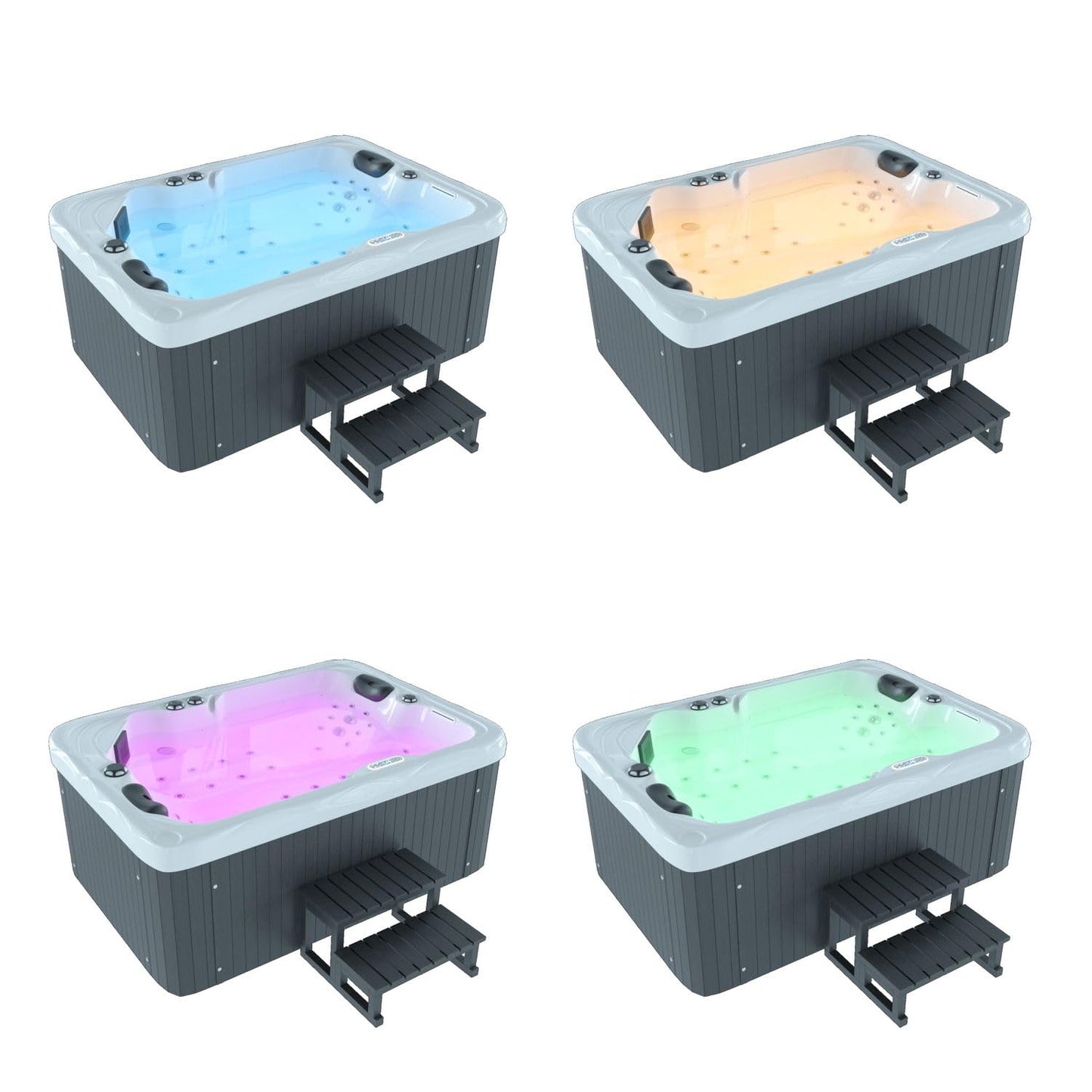 Tronitechnik® Outdoor Whirlpool, 2,2kW Pumpe, 3kW Heizung - Maße 190 x 135 x 77cm - Inkl. Heizung, 41 Massagedüsen und 16 Lichtquelle
