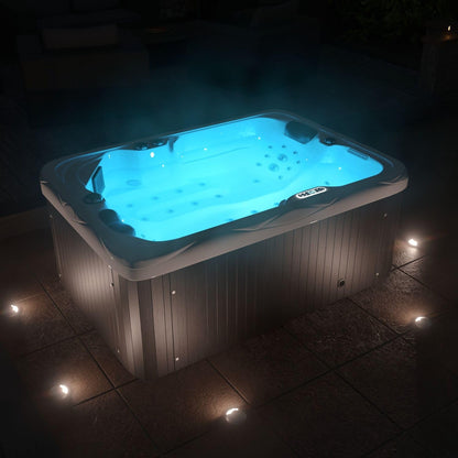 Tronitechnik® Outdoor Whirlpool, 2,2kW Pumpe, 3kW Heizung - Maße 190 x 135 x 77cm - Inkl. Heizung, 41 Massagedüsen und 16 Lichtquelle