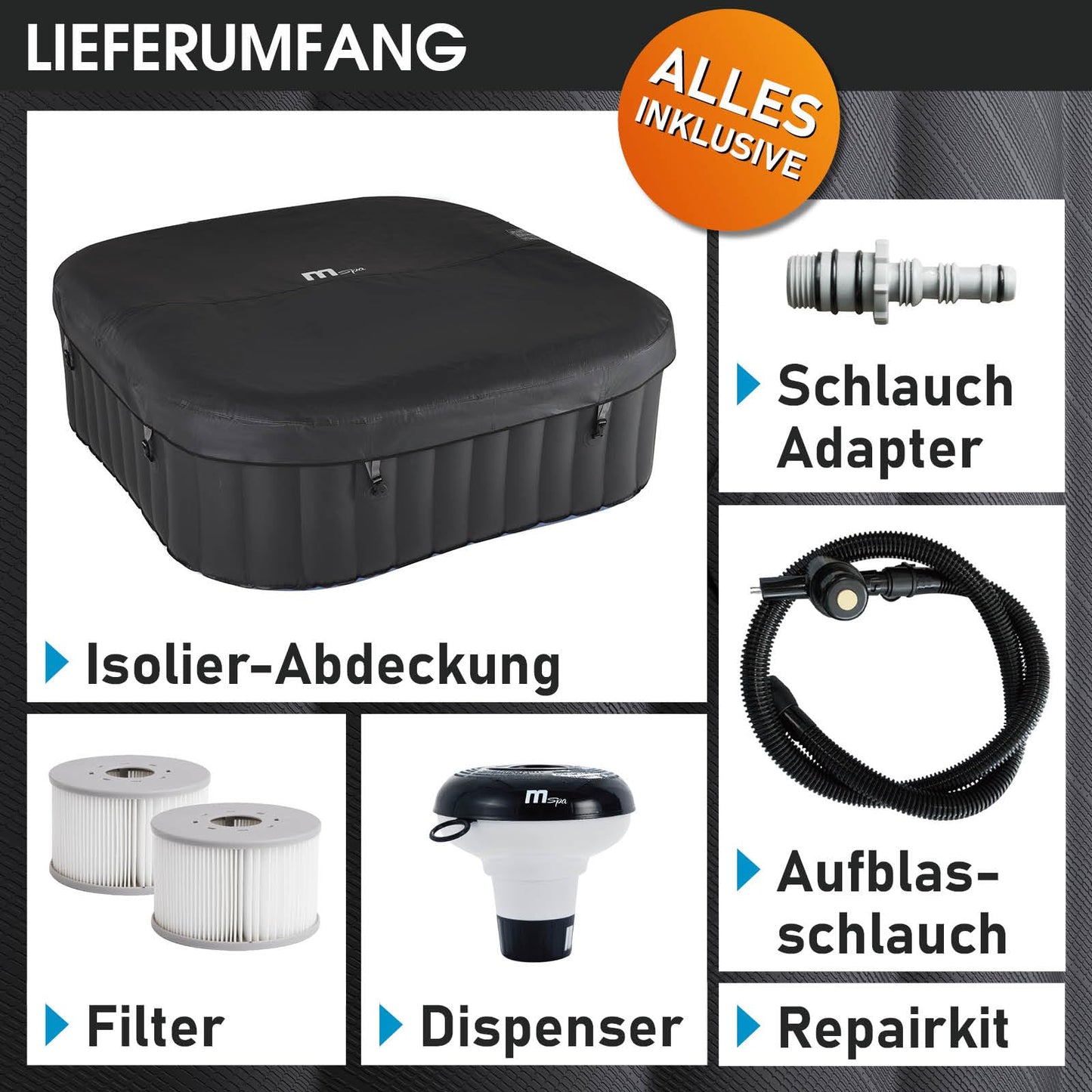 BRAST® Whirlpool aufblasbar MSpa | 4-8 Personen | viele Modelle rund und eckig | Ø 125-224cm | In-Outdoor Pool | bis zu 144 Massagedüsen | inkl.
