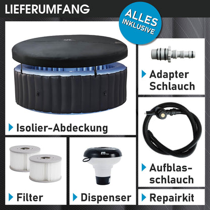 BRAST® Whirlpool aufblasbar MSpa Bergen für 4-8 Personen | viele Größen Ø180-224cm | In- Outdoor Pool | Ganzjähriger Einsatz | bis zu 144 Massagedüsen