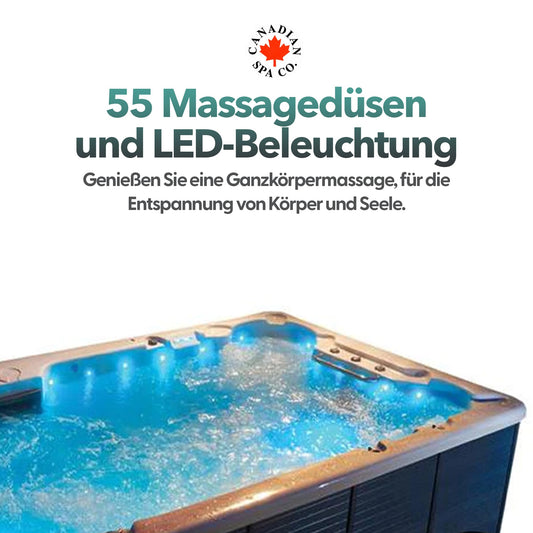 CANADIAN SPA CO. Kingston SF Hot Tub Outdoor Winterfest, 7 Personen Hot Tub mit LED Beleuchtung, Lautsprecher, Aromatherapie und Isolierabdeckung