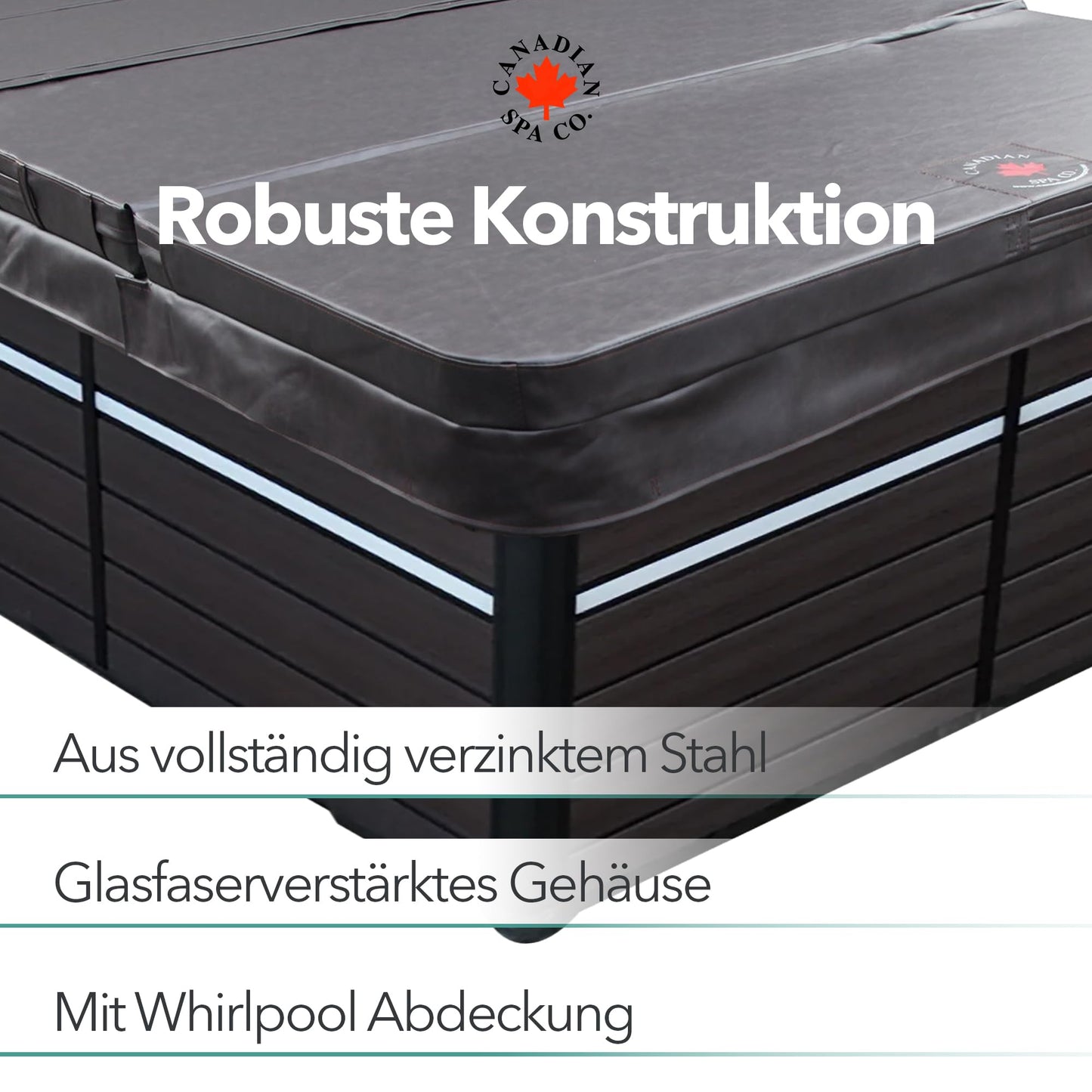 CANADIAN SPA CO. 2025 St Lawrence Schwimmspa Outdoor Winterfest, 4 Meter, 5 Personen, Swim Spa mit LED Beleuchtung, Lautsprecher und Isolierabdeckung