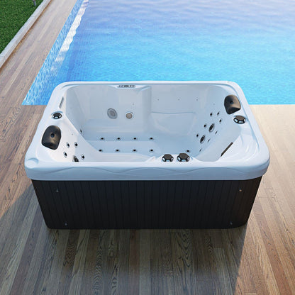 Tronitechnik® Outdoor Whirlpool, 2,2kW Pumpe, 3kW Heizung - Maße 190 x 135 x 77cm - Inkl. Heizung, 41 Massagedüsen und 16 Lichtquelle