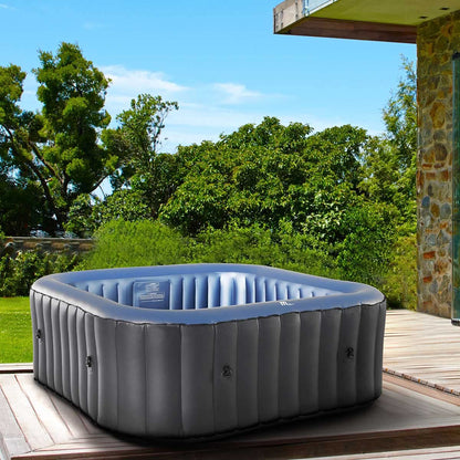 Whirlpool aufblasbar BRAST® MSpa Tekapo für 6 Personen 185x185cm In-Outdoor Pool 132 Massagedüsen Energiespar-Timer Heizung Aufblasfunktion