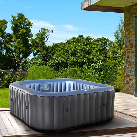 Whirlpool aufblasbar BRAST® MSpa Tekapo für 6 Personen 185x185cm In-Outdoor Pool 132 Massagedüsen Energiespar-Timer Heizung Aufblasfunktion