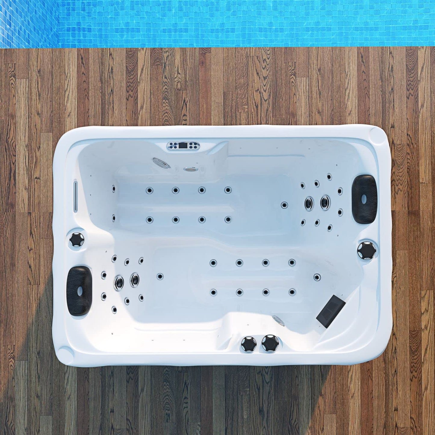 Tronitechnik® Outdoor Whirlpool, 2,2kW Pumpe, 3kW Heizung - Maße 190 x 135 x 77cm - Inkl. Heizung, 41 Massagedüsen und 16 Lichtquelle