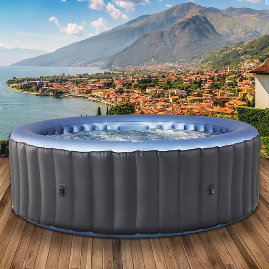 BRAST® Whirlpool aufblasbar MSpa Bergen für 4-8 Personen | viele Größen Ø180-224cm | In- Outdoor Pool | Ganzjähriger Einsatz | bis zu 144 Massagedüsen
