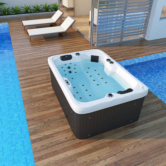 Tronitechnik® Outdoor Whirlpool, 2,2kW Pumpe, 3kW Heizung - Maße 190 x 135 x 77cm - Inkl. Heizung, 41 Massagedüsen und 16 Lichtquelle