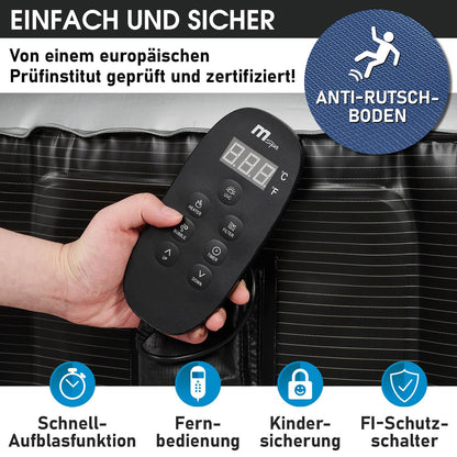BRAST® Whirlpool aufblasbar MSpa Starry mit LED-Beleuchtung für 6 Personen Ø204x70cm In- Outdoor Pool 138 Massagedüsen Energiespar-Timer Heizung