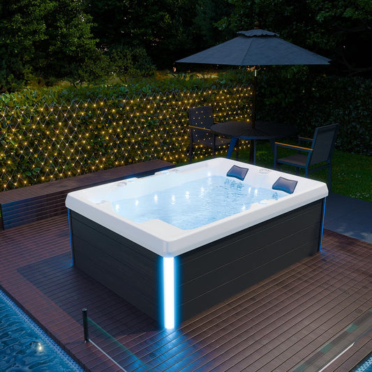 Tronitechnik Outdoor Whirlpool Spa ELBA Außen Whirlpool weiß 210cm x 150cm mit Heizung, Hydromassage, Bluetooth und Farblichtherapie