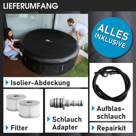 BRAST® Whirlpool aufblasbar MSpa Starry mit LED-Beleuchtung für 6 Personen Ø204x70cm In- Outdoor Pool 138 Massagedüsen Energiespar-Timer Heizung