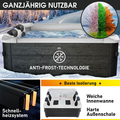 BRAST® Whirlpool MSpa Oslo Plus XXL mit Fester Außenwand | LED-Beleuchtung 20 einstellbare Farben für 6 Personen | 180x180x65cm | 140 Massagedüsen