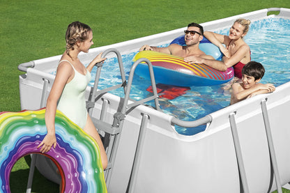 Bestway Power Steel Frame Pool-Set mit Filterpumpe 404 x 201 x 100 cm , lichtgrau, eckig