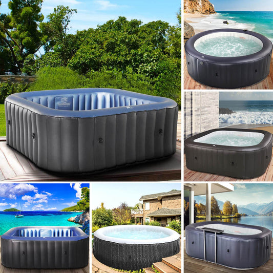BRAST® Whirlpool aufblasbar MSpa | 4-8 Personen | viele Modelle rund und eckig | Ø 125-224cm | In-Outdoor Pool | bis zu 144 Massagedüsen | inkl.