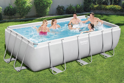 Bestway Power Steel Frame Pool-Set mit Filterpumpe 404 x 201 x 100 cm , lichtgrau, eckig